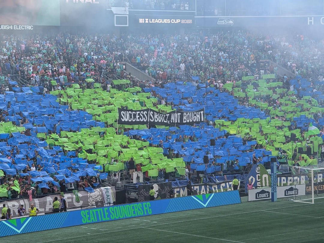 Seattle's Tifo from Sunday's big win over Inter Miami.

"Success is built, not bought"