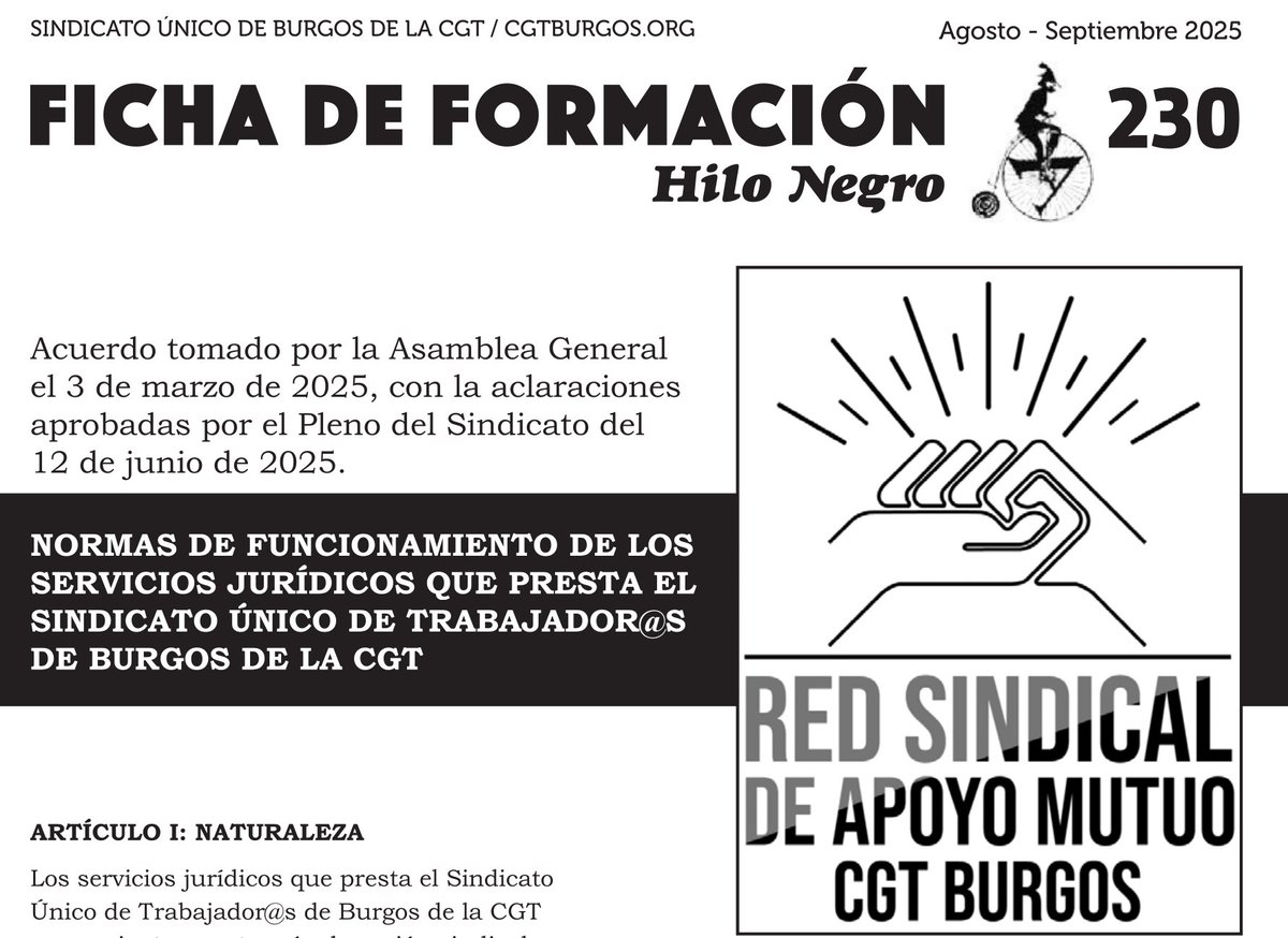 Ficha de Formación 230, agosto-septiembre 2025 «Normas de funcionamiento de los servicios jurídicos que presta...» cgtburgos.org/2025/09/02/fic…