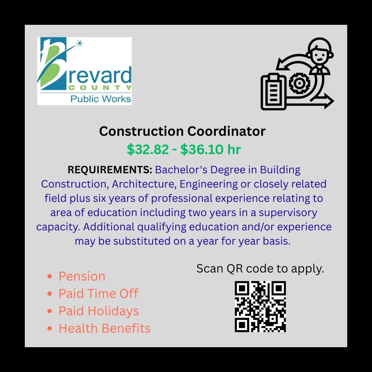 LuannMande93364's tweet image. #HIRING - #ConstructionCoordinator #CocoaFl #BrevardCounty #PublicWorks #Pension #JOBS
