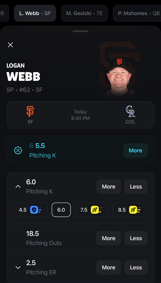 BigLeagueDigest's tweet image. Logan Webb’s discounted K line is 5.5 on @betr. Webb has 187 strikeouts on the season, is this a light line against Colorado? 👀

To hammer the discounted line and take advantage of the New Users Offer, sign up using the following link: engagebetr.onelink.me/auSX/BigLeague…