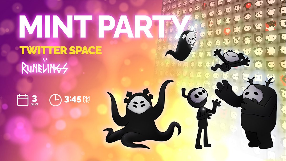 MINT PARTY 🎉
Tomorrow 3:45PM UTC
15 min before mint goes live on <a href="/MEonBTC/">Magic Eden on Bitcoin 🟧</a>.

🎙️Co-hosts: <a href="/kukulkancrypto/">Kukulkan</a> &amp; <a href="/wrapd_btc/">wrapd</a> 

Let's Make Bitcoin Fun Again 🟧

x.com/i/spaces/1LyxB…