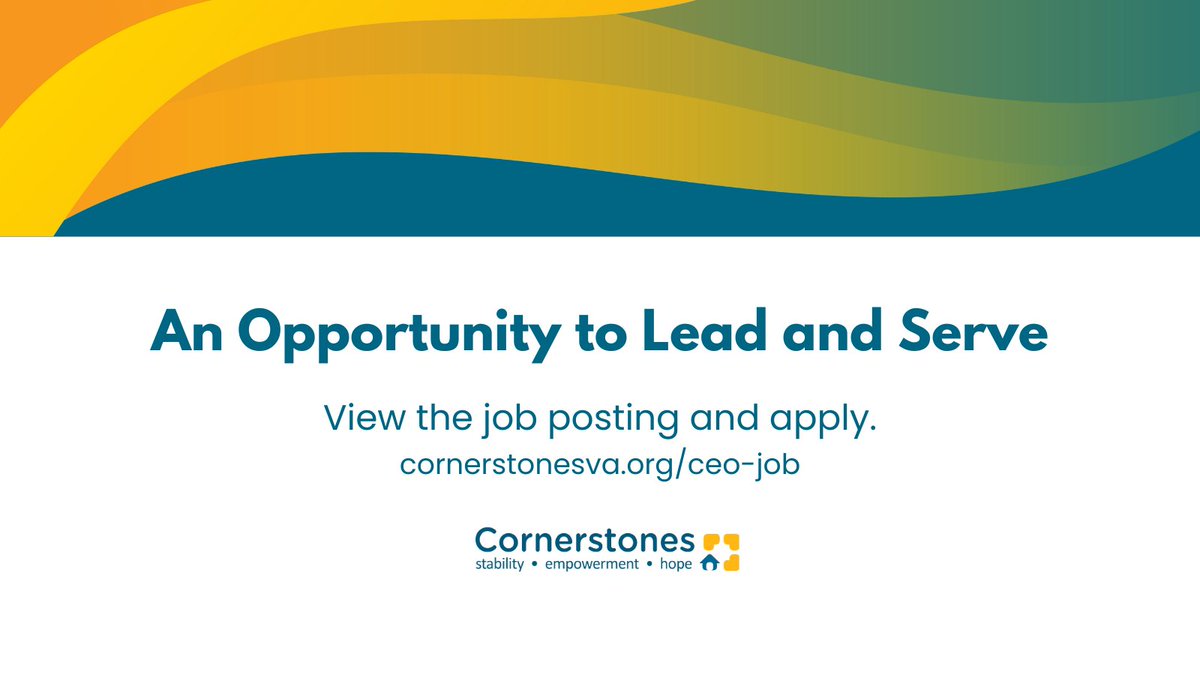 Cornerstonesva's tweet photo. Cornerstones is seeking a new CEO to lead one of most trusted human services providers in Northern Virginia. Learn more &amp; spread the word: https://t.co/jsJJCjWmyK. https://t.co/GGMQ6o0L0Y