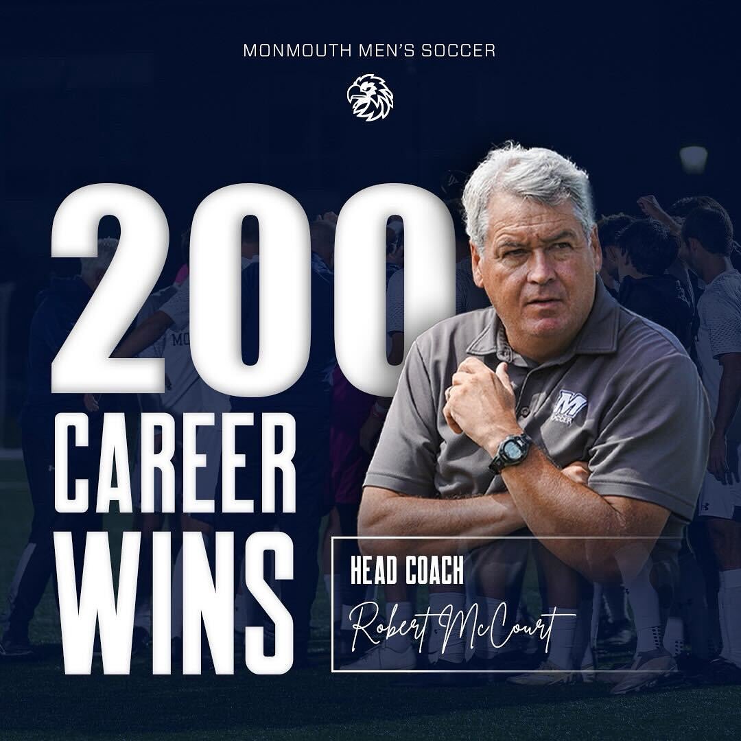 Monmouth Hawks (@monmouthhawks) on Twitter photo 2️⃣0️⃣0️⃣
Congrats to <a href="/MonmouthSoccer/">Monmouth Men's Soccer</a> head coach Robert McCourt who picked up his 200th career win with Monmouth’s victory over Iona on Tuesday.
<a href="/NCAASoccer/">NCAA Soccer</a>
#FlyHawks 2️⃣0️⃣0️⃣
Congrats to <a href="/MonmouthSoccer/">Monmouth Men's Soccer</a> head coach Robert McCourt who picked up his 200th career win with Monmouth’s victory over Iona on Tuesday.
<a href="/NCAASoccer/">NCAA Soccer</a>
#FlyHawks