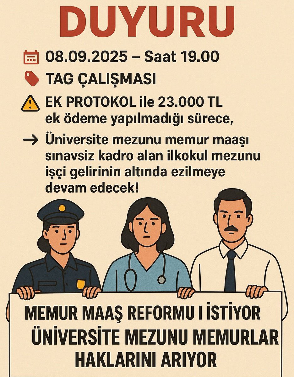Kaybedecek birşeyimiz kalmadı. Tepki göster memur kardeşim. 

#MemurlaraMaasReformu