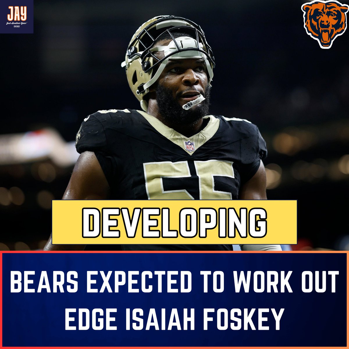 JAYChi_Bears's tweet image. DEVELOPING; Per @mzenitz , The Chicago #Bears are expected to work out former Saints EDGE Isaiah Foskey. 

Foskey, 24, is a former 2nd rounder who spent the last two seasons with the Saints with Bears defensive coordinator Dennis Allen.

Could be the EDGE depth the Bears need 👀