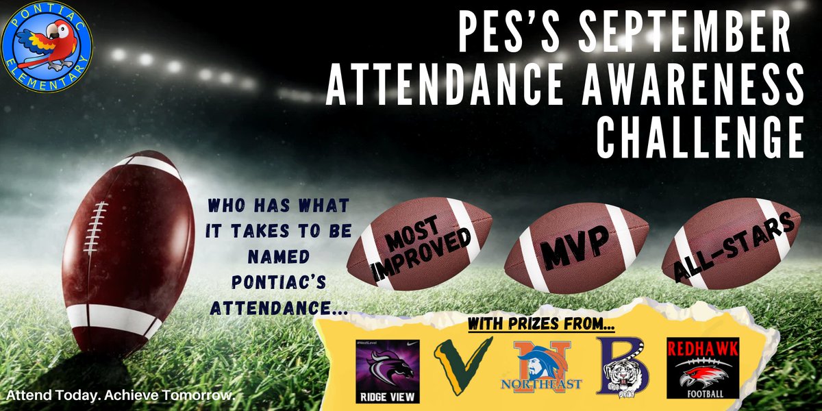 Excited about #attendanceawarenessmonth  <a href="/PontiacElem/">Pontiac Elementary</a>. Thank you to our local high schools <a href="/RidgeViewSports/">Ridge View Sports</a>  <a href="/GoBlythewood/">Blythewood Bengals</a>  <a href="/SVVikingsSports/">Spring Valley Athletics</a> <a href="/RNEAthletics/">Richland Northeast Athletics</a> <a href="/WHSRedhawks/">Westwood Athletics</a> for partnering with us to donate 4 tickets to a fall sporting event. #FLOCKTogether #PESFLY <a href="/RichlandTwo/">Richland School District Two</a>