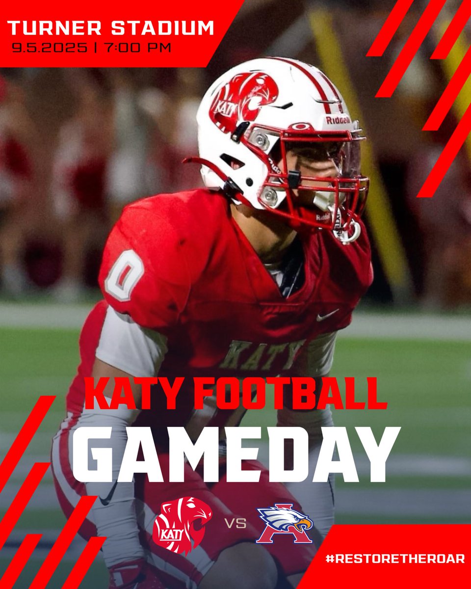 New week, new opportunities!

Katy Tigers vs Atascocita Eagles
📆: Friday, September 5th
⏰: 7:00 PM
🏟️: Turner Stadium (Humble, TX)

Let’s have a great week!

#RestoreTheRoar