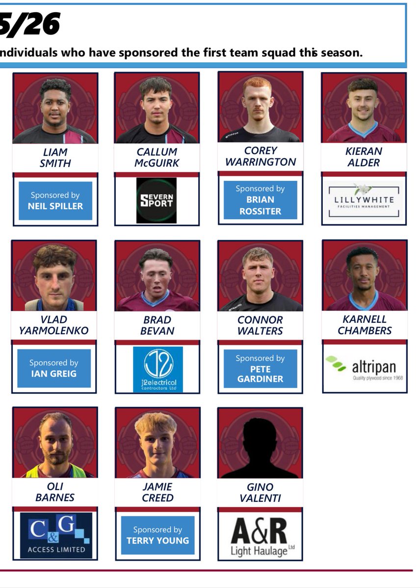 No <a href="/HellenicLeague/">Hellenic League</a> football this midweek, so we will use the time to thank a number of our sponsors, who have generously supported the club in. 2025/26.

Player sponsors receive a mention in each of our official programmes but we’ll run through them on our social media pages too.