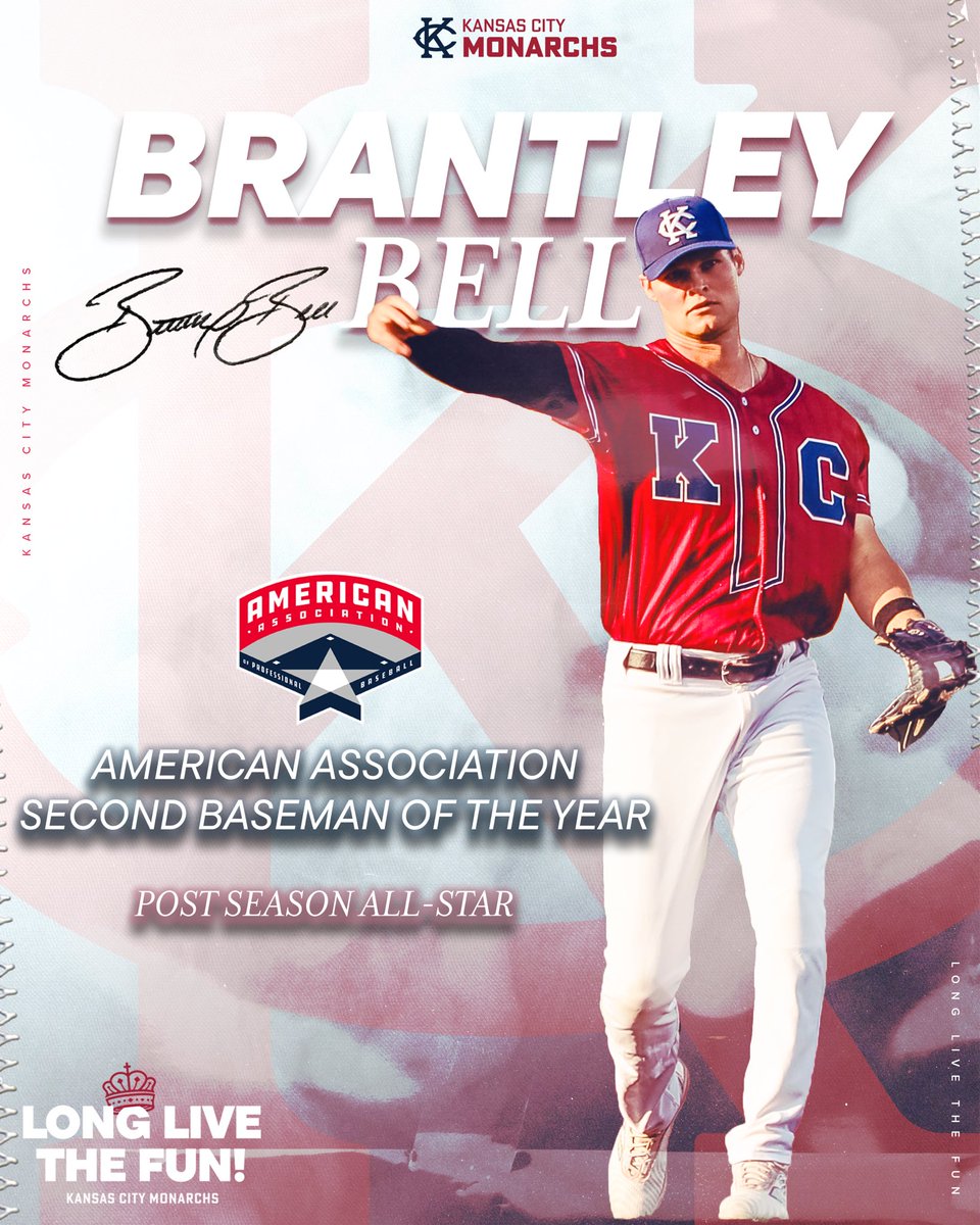 Kansas City Monarchs (@kscitymonarchs) on Twitter photo Your 2025 Post Season <a href="/AA_Baseball/">American Association</a> All-Stars are:
⭐️ Utility Player of the Year - Robbie Glendinning
⭐️ 2nd Baseman of the Year - Brantley Bell
Congratulations! Let’s finish strong!
Read the official news here > monarchsbaseball.com/bell-glendinni…
#LongLiveTheFun | #LetsGoMonarchs Your 2025 Post Season <a href="/AA_Baseball/">American Association</a> All-Stars are:
⭐️ Utility Player of the Year - Robbie Glendinning
⭐️ 2nd Baseman of the Year - Brantley Bell
Congratulations! Let’s finish strong!
Read the official news here > monarchsbaseball.com/bell-glendinni…
#LongLiveTheFun | #LetsGoMonarchs