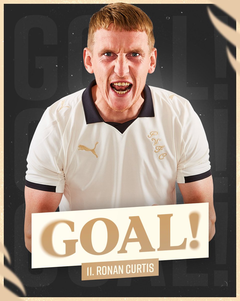 63' Ronan that is beautiful!

Curtis picks the ball up just inside the attacking half, drives at goal and finds the top corner from 25 yards out!

#PVFCLive | 3-1
