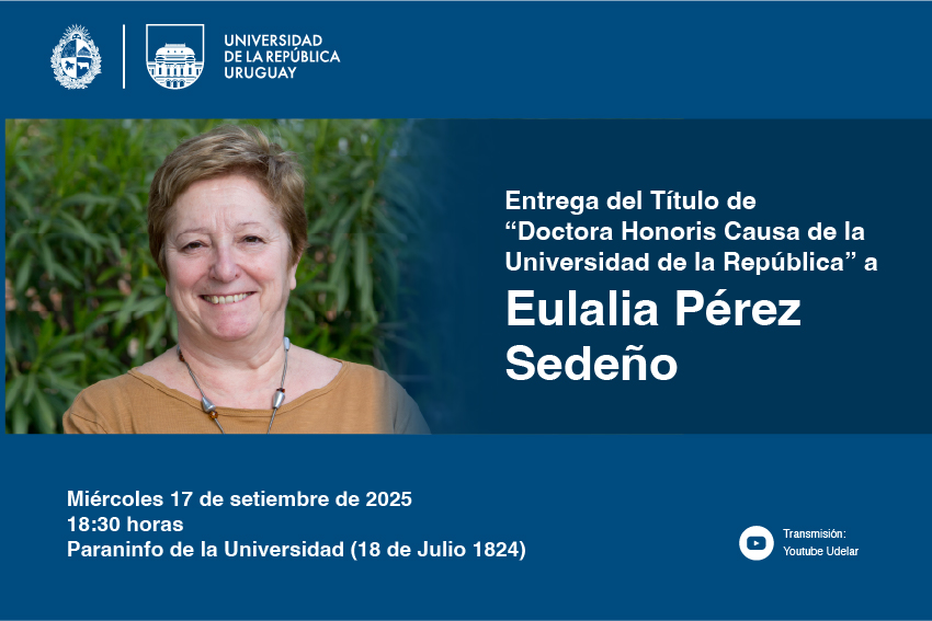Udelaruy's tweet photo. 🏅Udelar entregará Doctorado Honoris Causa a la filósofa Eulalia Pérez Sedeño

✅En reconocimiento a su labor fundamental en la construcción del campo de los estudios en ciencia, tecnología y género en Iberoamérica.

🗓️17/09
🕡18:30h
📍Paraninfo de Udelar
▶️En vivo por el canal de YouTube de la Universidad

🔗https://t.co/m7trNh5jUw