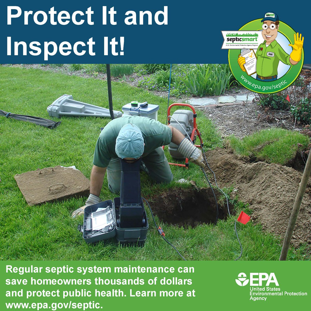 PrinceWilliamHD's tweet image. #SepticSmartWeek Tip: 
Keep the components of your septic system, like the tank and drainfield, accessible for inspections and maintenance. Regular inspections can catch potential issues early, saving you from costly repairs. epa.gov/septic