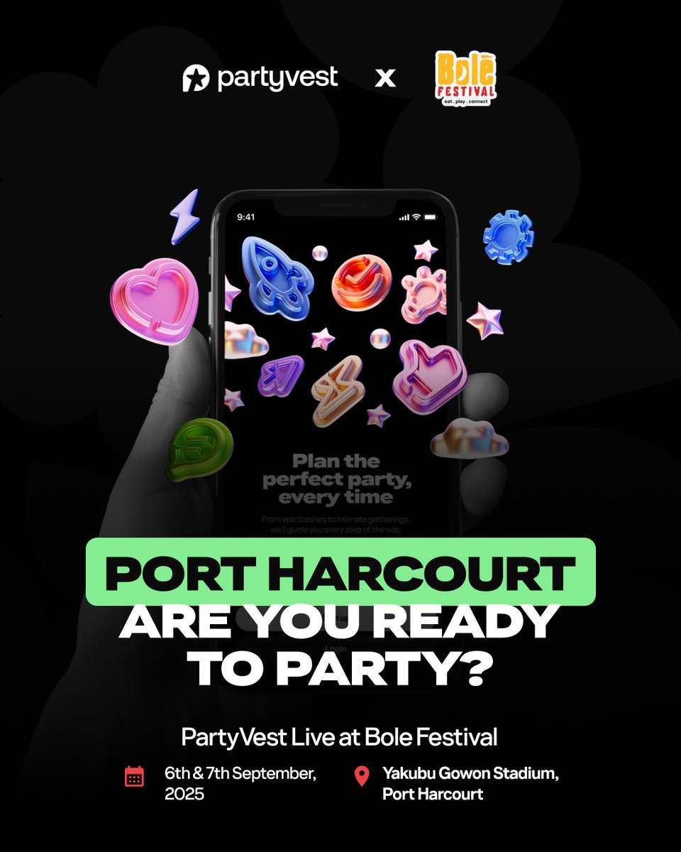 partyvest's tweet image. Tell a friend to tell a friend 👂
We’re live at Bole Festival this weekend.