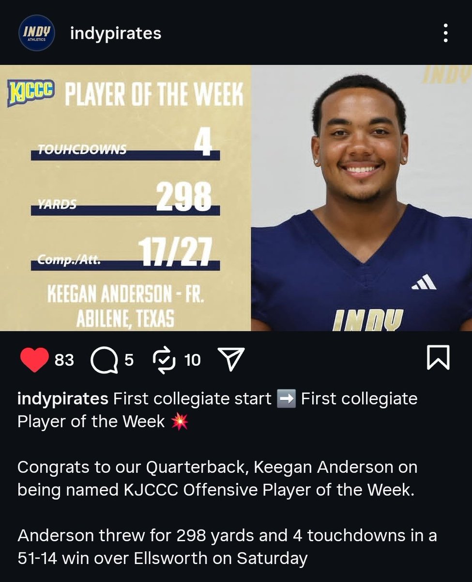 Thank you <a href="/DreamU_IndyFB/">Indy CC Football</a> for the Opportunity, Thank you <a href="/KJCCCmedia/">KJCCC athletics</a> for the honor!!
#Greatful #BestOlineinTheCountry
#BestWRsInTheCountry
<a href="/iamcoachMB/">Coach Marlon Barnett 🏴‍☠️</a> <a href="/CoachDonerson/">Keith Donerson</a> 
<a href="/jucoweekly/">JUCOWeekly™️</a> <a href="/JUCOFFrenzy/">JUCO Football Frenzy</a> <a href="/JuCoFootballACE/">JuCo Football Forer</a> <a href="/JustinApod/">Justin Apodaca</a>