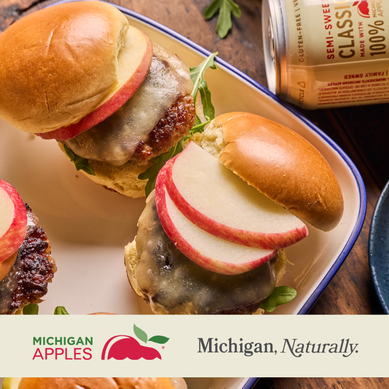 MSU_Athletics's tweet photo. Bring your “A game” for tailgating this year! A as in apple, of course!
Savor the added flavor of #MIapples on your game day sliders.
