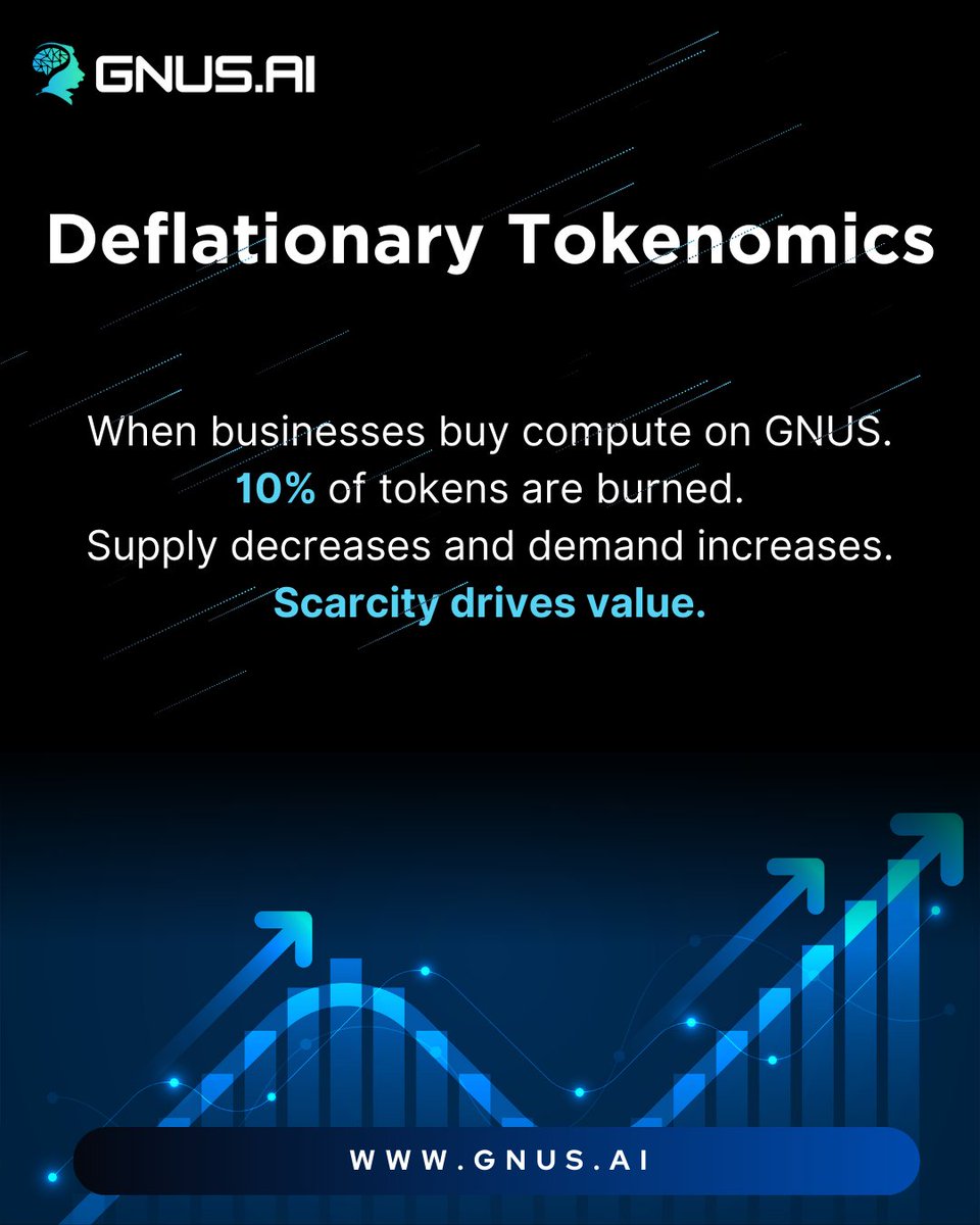 🔥 Every time businesses buy compute on GNUS, 
10% of tokens are burned.

More usage = fewer tokens.
Fewer tokens = higher scarcity.
Scarcity = stronger value. 🚀

Be part of the journey with $GNUS.