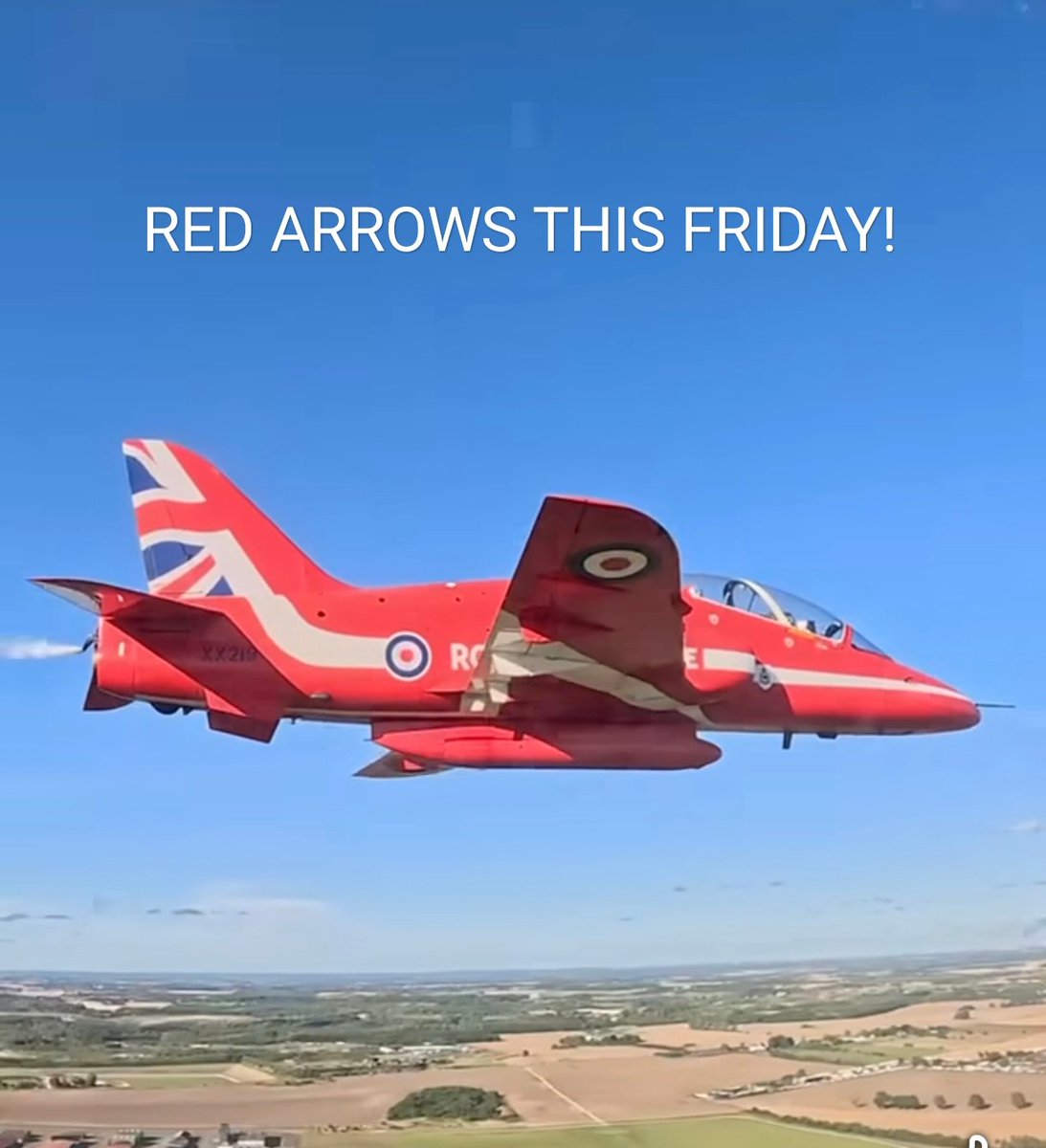 ‼️RED ARROWS ROUTE‼️
FRIDAY 5th SEPTEMBER 2025

The Red Arrows will be flying across Lagan Valley this Friday! 

14:41 OVER SEA                          
14:59 VICINITY OF SLIEVENBOLEY  
15:01 EAST OF AGHNATRISK  
15:02 VICINITY OF DUNMURRY  
15:03 STORMONT CASTLE  
15:04 BANGOR