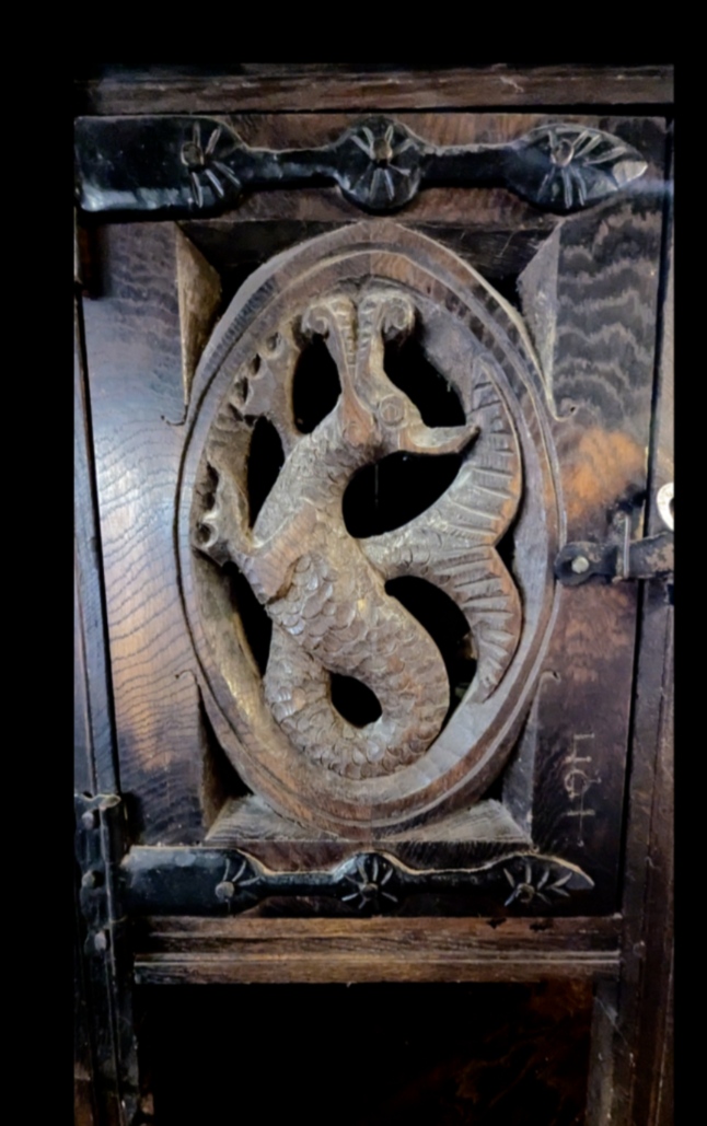Jim the Siiker (@jim73131158) on Twitter photo Interesting dragon sea creature carving on a press inside the Hall of the Vicars Choral at the Rock of Cashel. The hall dates back to the early 15th century. This piece was indicated as original and it looks it.
#woodensday #ireland #heritage Interesting dragon sea creature carving on a press inside the Hall of the Vicars Choral at the Rock of Cashel. The hall dates back to the early 15th century. This piece was indicated as original and it looks it.
#woodensday #ireland #heritage