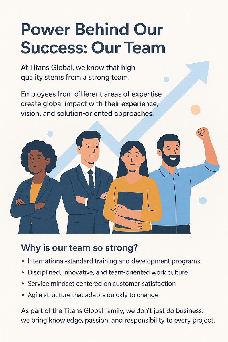 TitansSound's tweet image. 🌟 As the Titans Global family, we don’t just do business; we bring 📚 knowledge,🧡 passion, and ✅ responsibility to every project.

📌 Everyone who works with us is part of our success.
#TitansGlobal #Teamwork #Excellence #CorporateCulture #GlobalSuccess