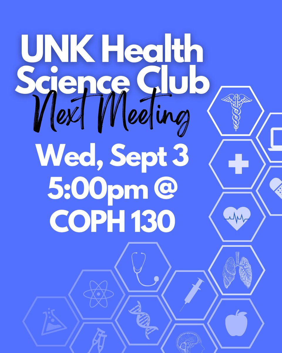 🚨Fall 2025 Health Science Club Kickstart Meeting: 5:00pm Wednesday in COPH 130. Returning Students: pop in the GroupMe and volunteer for the Student Org Fair Table Wednesday! We need volunteers at 10:30am, 11:30am, and 1:30pm.