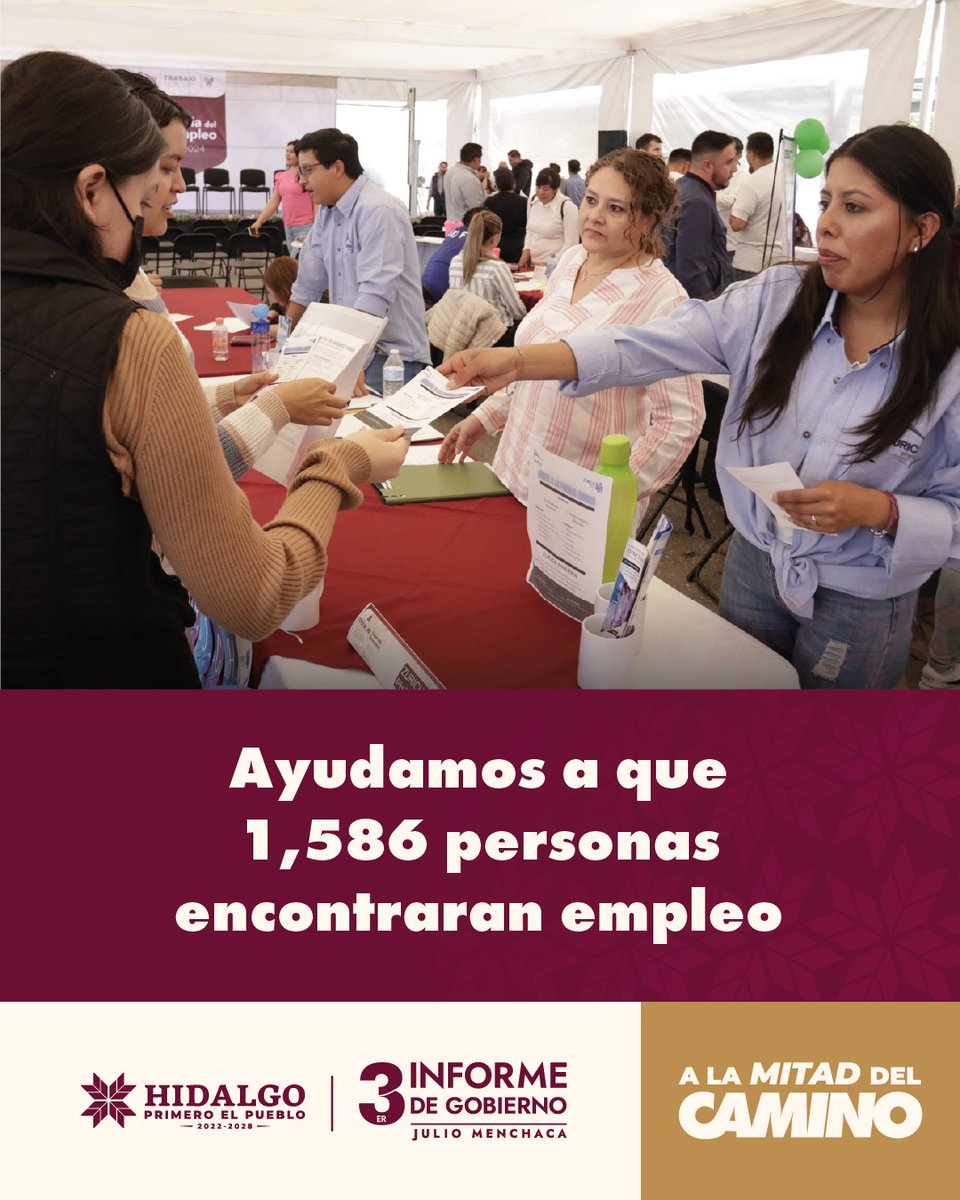 gobiernohidalgo's tweet image. En el gobierno de @juliomenchaca_, las jornadas y ferias de empleo han abierto la puerta a un mejor futuro. En la región de Tula, hoy más personas cuentan con un trabajo digno y la oportunidad de escribir su propia historia.💼
📲Visita: tercerinforme.hidalgo.gob.mx
#3erInformeHidalgo