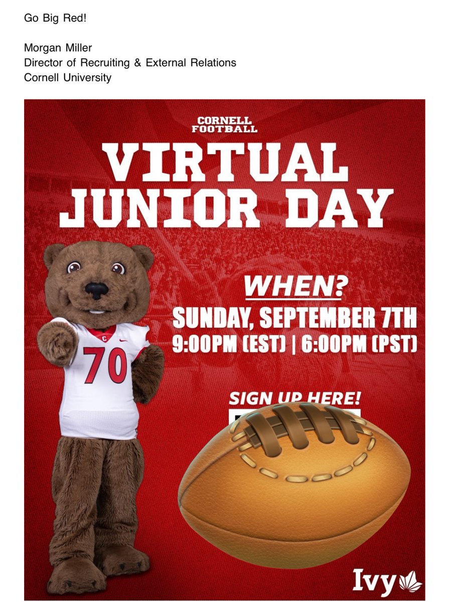 Craig Cortner IV (@craigc1202) on Twitter photo Thank you <a href="/M_E_Miller/">Morgan Miller</a> & <a href="/BigRed_Football/">Cornell Football</a> for the invite! I am very grateful for the invite! <a href="/DanSwanstrom/">Dan Swanstrom</a> <a href="/CJEAGLESFB/">CJ Eagles Football</a> Thank you <a href="/M_E_Miller/">Morgan Miller</a> & <a href="/BigRed_Football/">Cornell Football</a> for the invite! I am very grateful for the invite! <a href="/DanSwanstrom/">Dan Swanstrom</a> <a href="/CJEAGLESFB/">CJ Eagles Football</a>