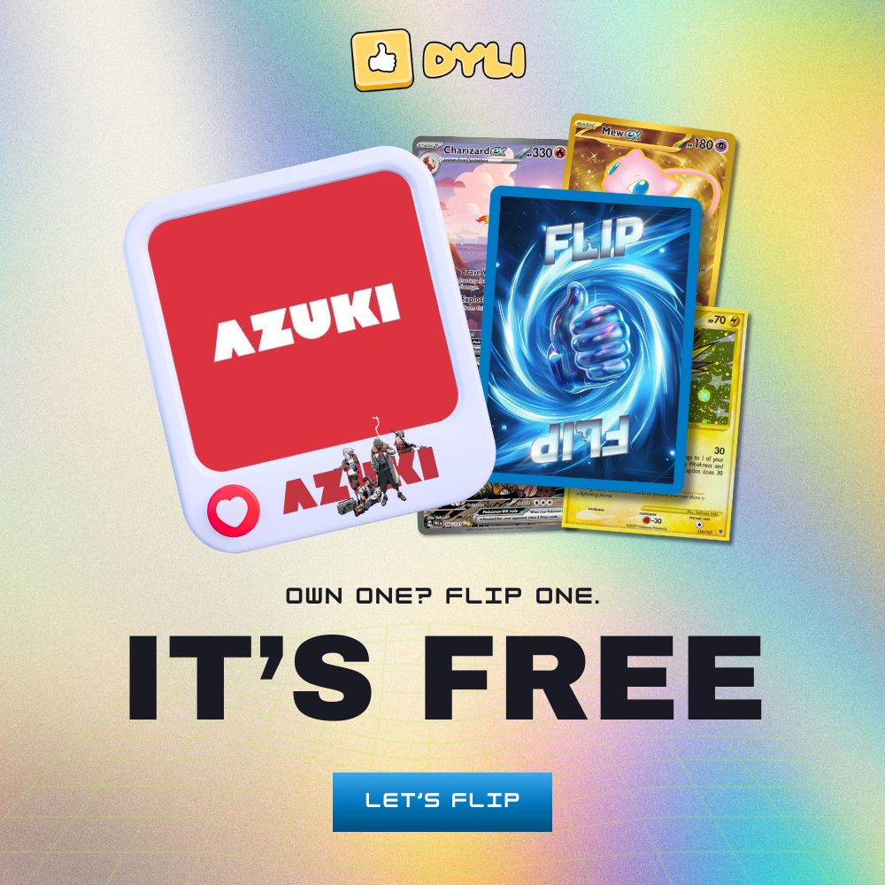 Hey @azuki, get ready to dive into TCGs with a flip on us!

Azuki holders can claim a free Pokémon Flip on DYLI now.

One click, one flip, one shot at a grail.

Details below 👇