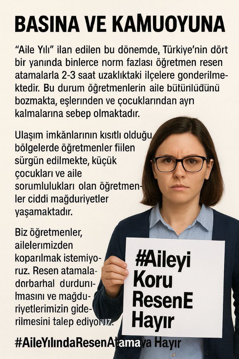 Biz bu haldeyken siz neredesiniz? Öğretmenler hiç bu kadar yalnız bırakılmamıştı Yanımızda olmayanların yanında olmayacağız Destek yoksa biz de yokuz 
#ResenÇözümDeğilSürgun
<a href="/EgitimBirSen/">Eğitim-Bir-Sen</a> 
<a href="/turkegitimsen/">Türk Eğitim Sen</a>
<a href="/egitimis/">Eğitim-İş</a>
 <a href="/HurEgitimSen/">Hürriyetçi Eğitim Sen Genel Merkezi</a>
 <a href="/OgretmnEtkinlik/">Öğretmen Etkinlik Platformu</a>
<a href="/egitimsen/">Eğitim Sen</a>
<a href="/anadoluaes/">Anadolu Eğitim-Sen</a>