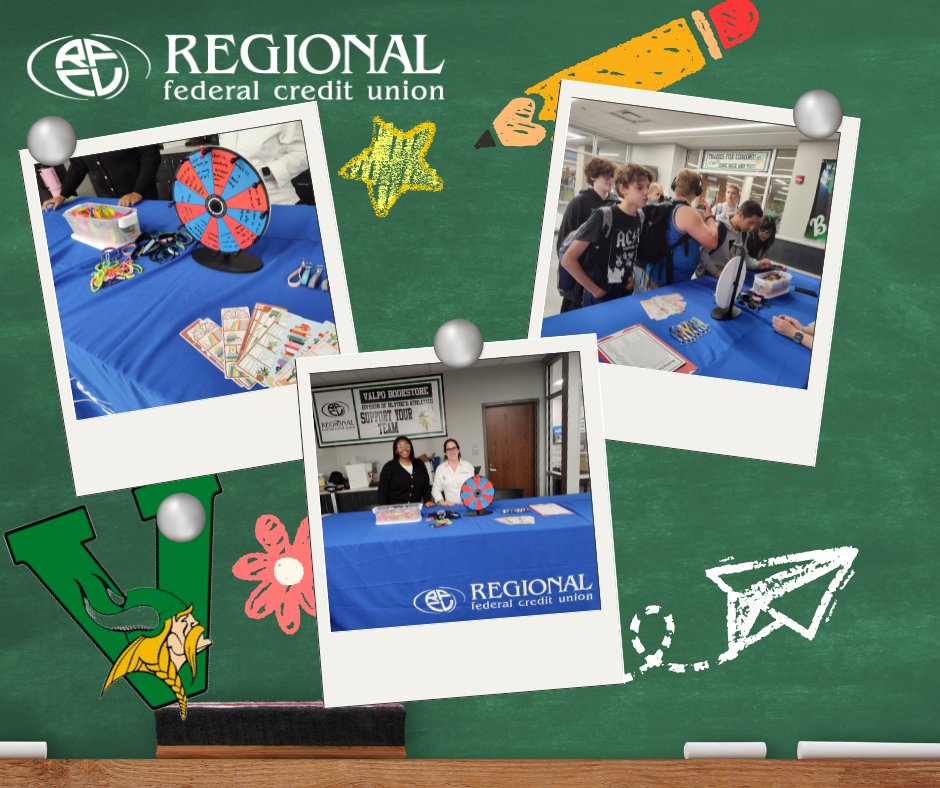 REGIONALFCU's tweet image. Student Credit Union is back in session at Valparaiso High School. REGIONAL is at YOUR school, answering your questions about money, giving away prizes, and making sure you have the opportunity to open an account with us to start your financial journey!

#REGIONALDifference…