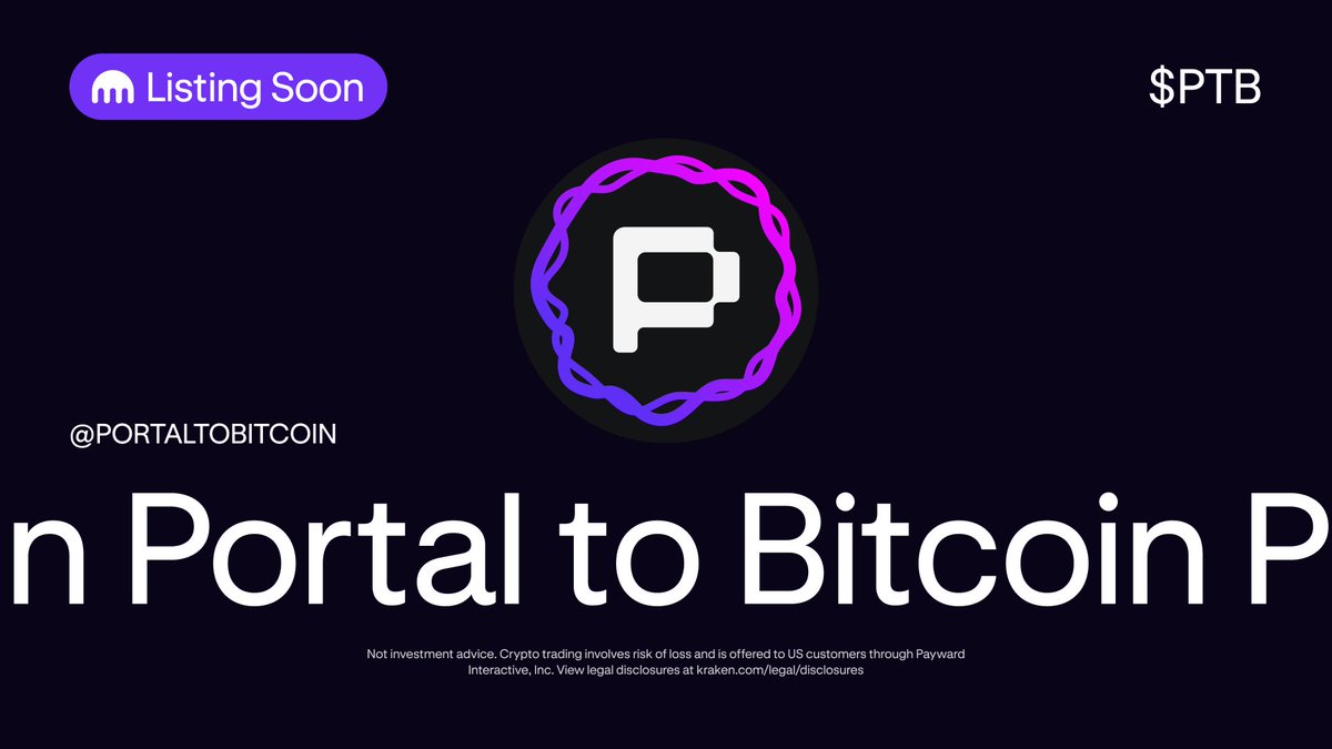 $PTB is now in post-only mode on Kraken  

Enabling custody-free atomic swaps for Bitcoin assets with @portaltobitcoin  

Deposits open: p.k.xyz/9f1e/ybwbpxom 

ℹ️ Trading starts September 3 at ~13 UTC
