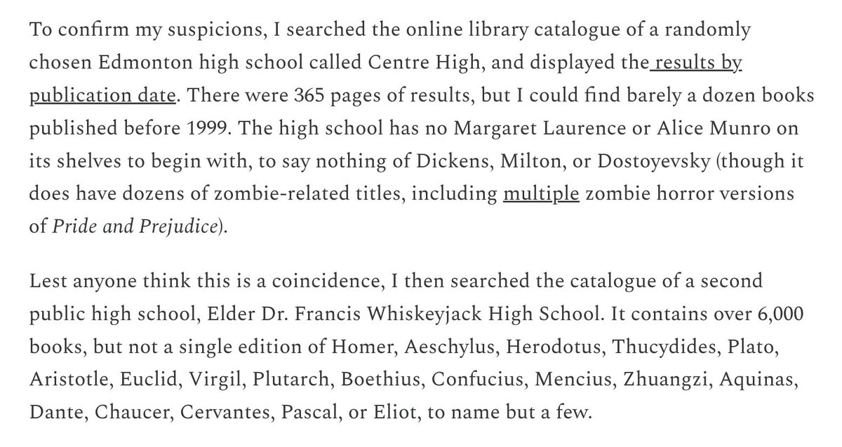 Alberta is suspending enforcement of its new school library standards banning sexually explicit content — possibly in response to negative publicity about the removal of classic literature. 

But here's the real scandal: most of the real literature is already gone. [Link below]
