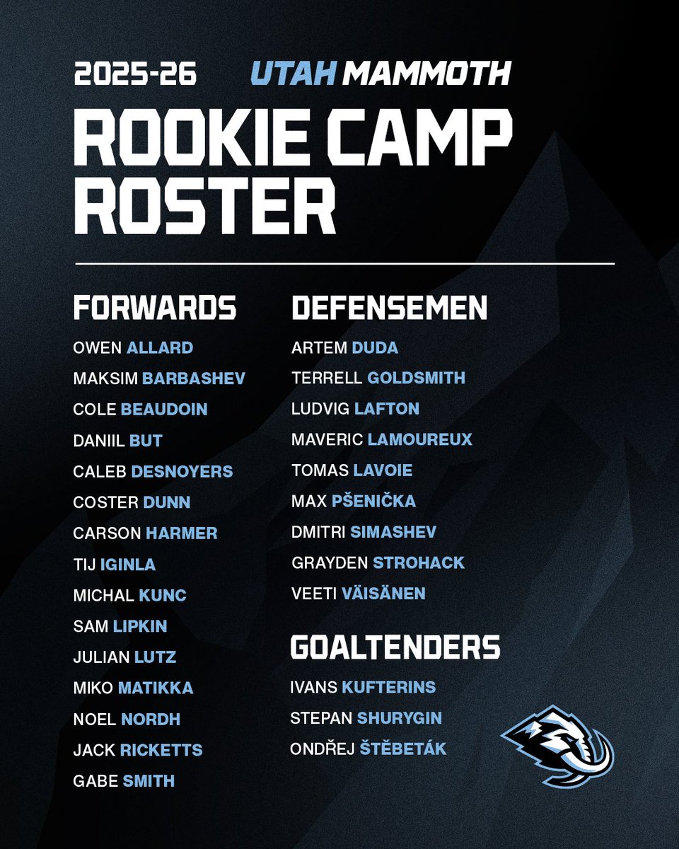 Rookie Camp Roster unlocked 🔓

Read more about our 2025 Rookie Camp Roster and schedule here: nhl.com/utah/news/utah…