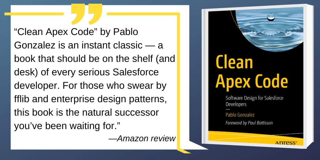 Apress's tweet image. 🧼 Writing #Apex that works is one thing. Writing Apex that’s clean, testable, and scalable? That’s next-level. Pablo Gonzalez helps you apply real software engineering principles to your #Salesforce codebase. #SalesforceDev #CleanCode #SoftwareDesign

🔗 ow.ly/JXQw50Wpyqi