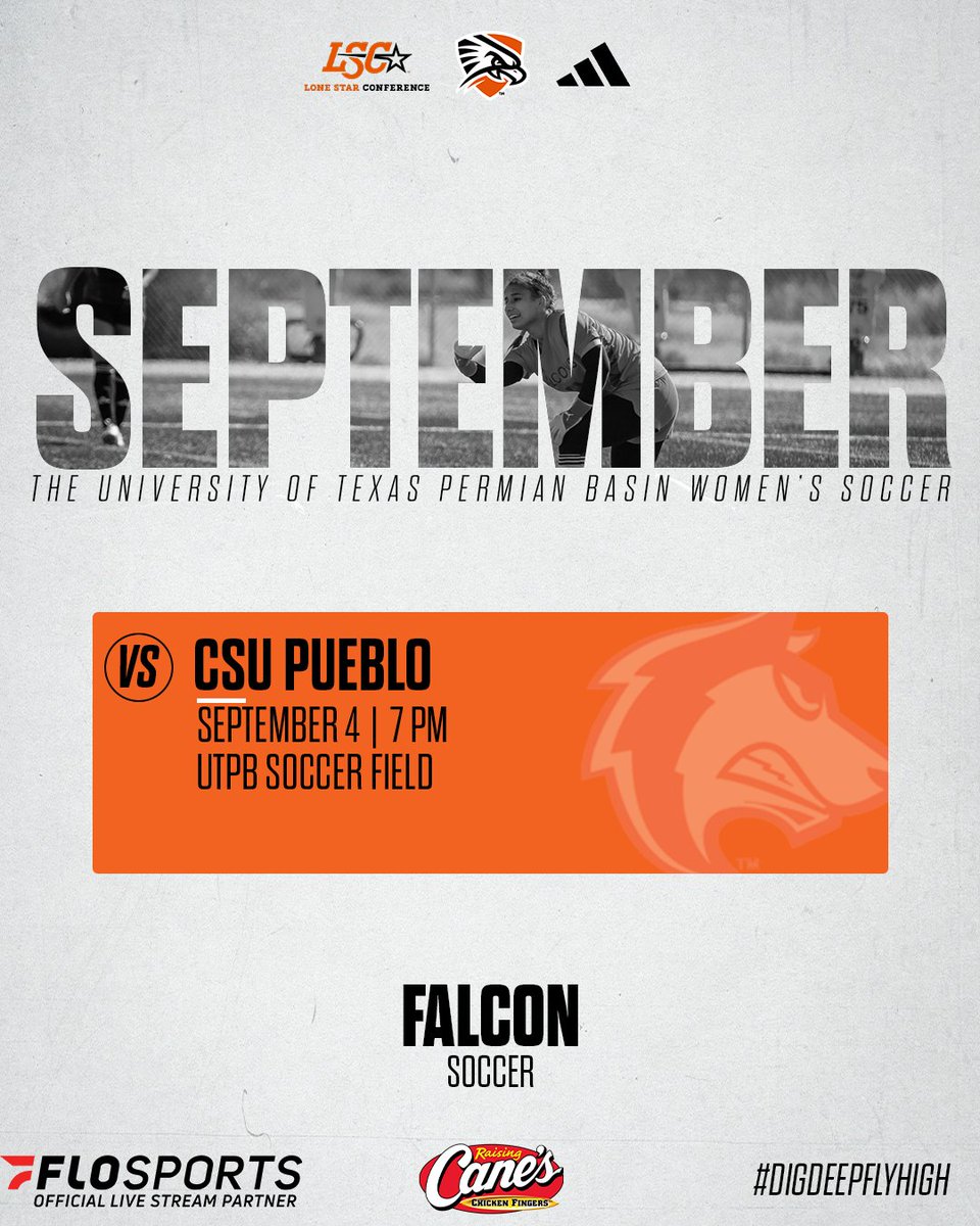 utpbfalcons's tweet photo. MATCH WEEK for the UT Permian Basin women's soccer team! Come out to the UTPB Soccer Field on Thursday (Sep. 4) at 7 p.m., as the Falcons host CSU Pueblo. #FalconsUp https://t.co/g7C1oLvel2