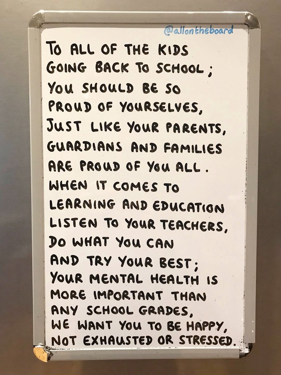 Sending love and best wishes to the kids going back to school. Do what you can and try your best, but remember your mental health and happiness are more important than school grades. 

#BackToSchool