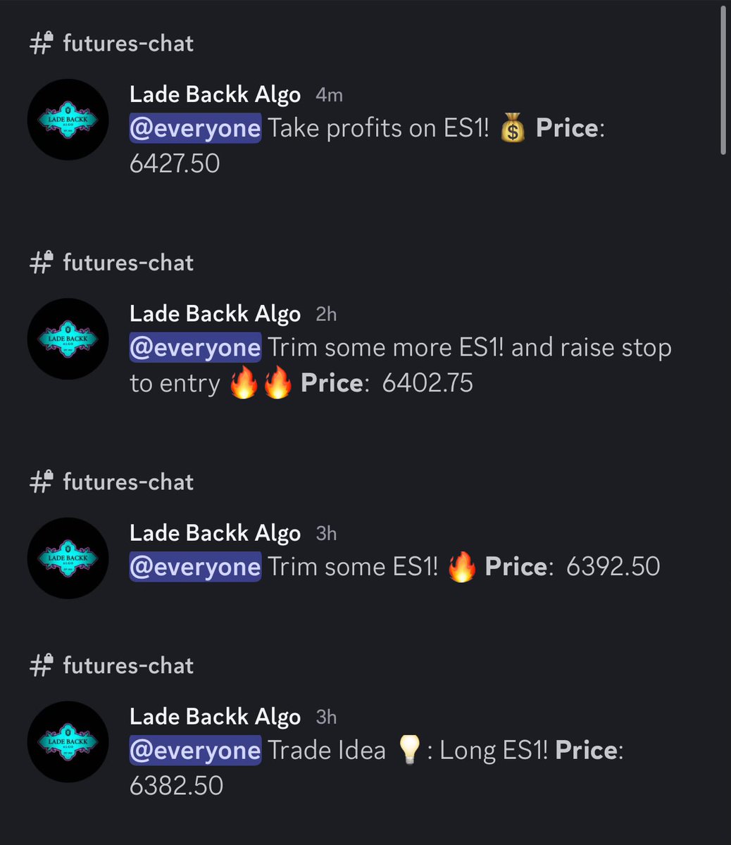 LadeBackkAlgo's tweet image. Beautiful $ES_F trade today, congrats to all who followed! 🔥