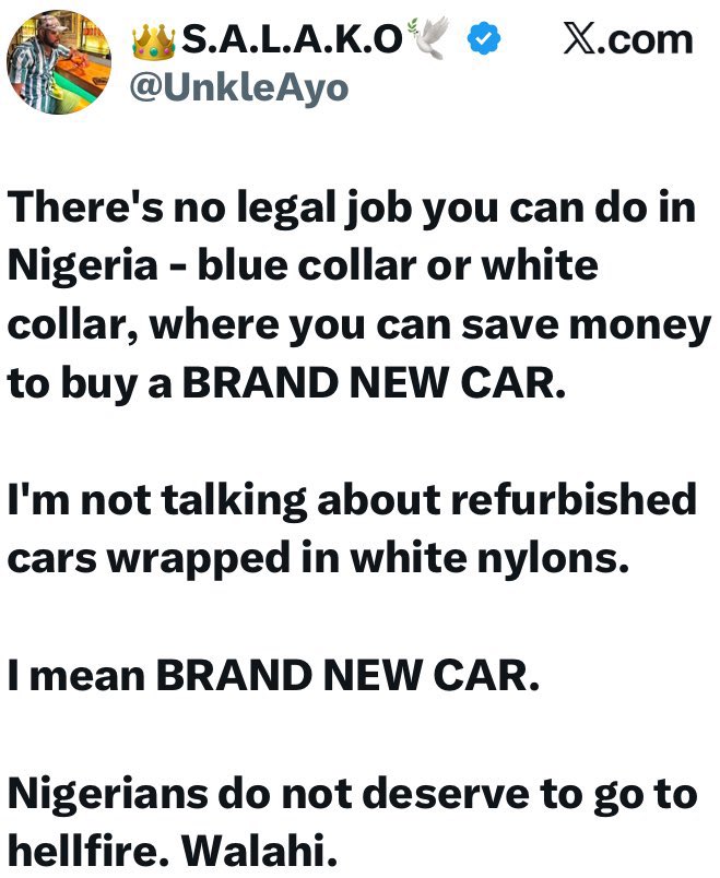 If you build your life on the gospel of perpetual negativity, don’t be surprised when those same voices quietly open amala joints and businesses in the same Nigeria they told you to hate because they say it cannot work for you (but somehow works for them 🙄), whilst your own life