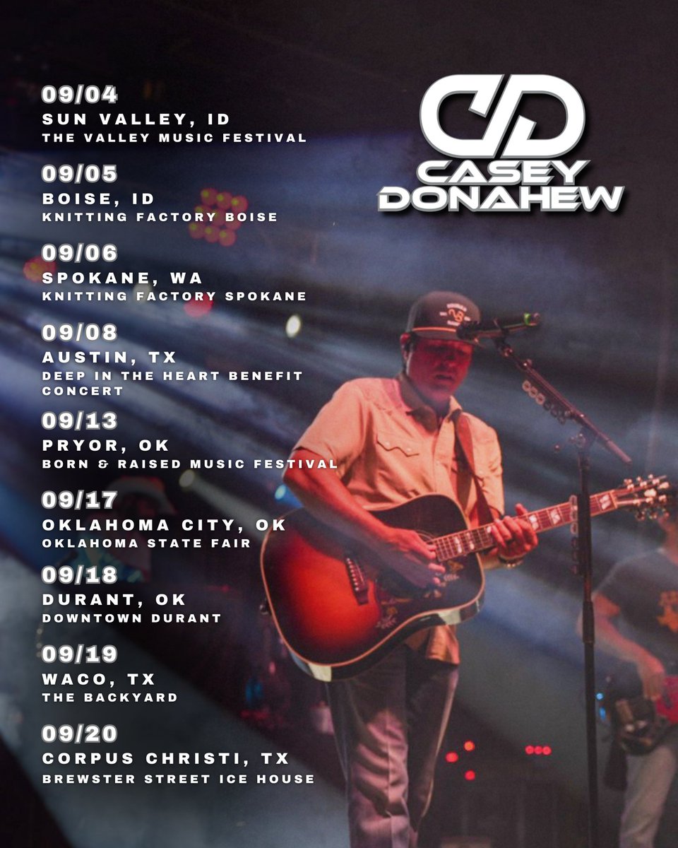 September is the best! 🕊️
Hope you can catch one of the shows in Idaho, Washington, Texas and Oklahoma!
caseydonahew.com