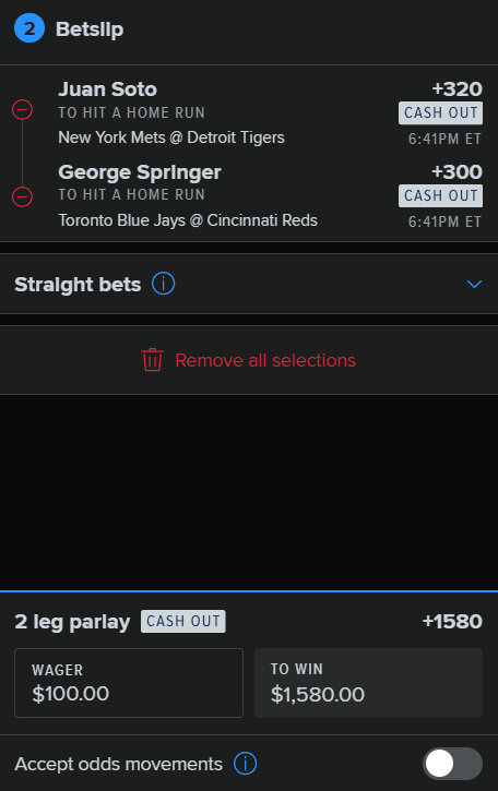 betblvd's tweet photo. MLB HOMERUN PARLAY ⚾️

This has to hit.... https://t.co/UzDFX27pfz