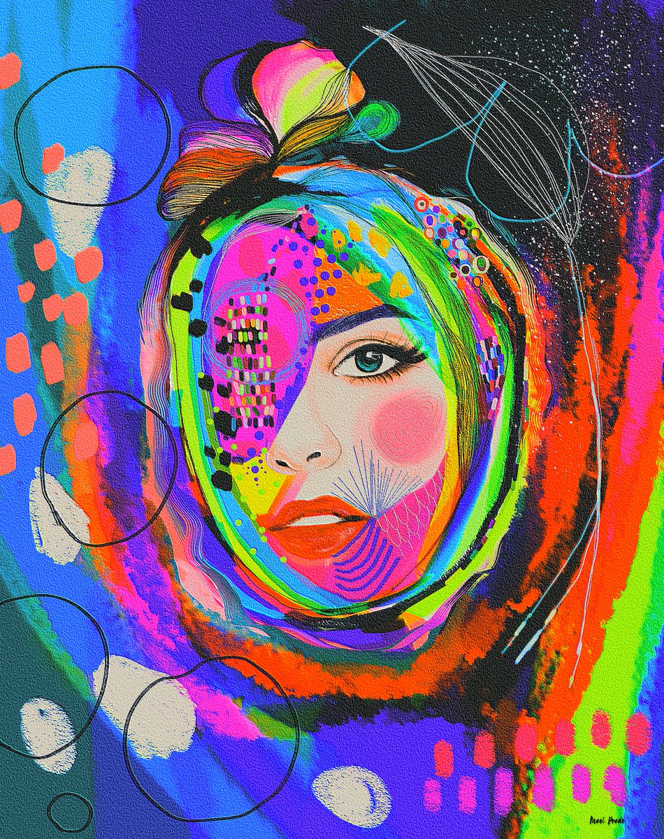 Constelación.
El arte es mi manera de resistir, de sanar y de existir en todas mis dimensiones.
Esta obra habla de la identidad femenina en la era contemporánea, entre lo íntimo y lo público, entre lo físico y lo digital, entre la vulnerabilidad y la fuerza magnética del ser.