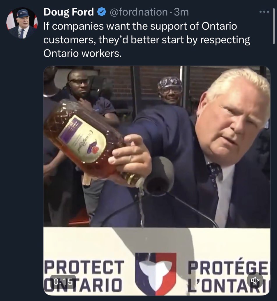 itsTim_eh's tweet photo. This week in Elbows Up News:
#TeamPostNationalState goes all-in on demanding that product distilled in Manitoba & bottled in Quebec to service the entire Canadian market be boycotted to support Ontario workers bottling product destined for the USA.
Lunacy.
As usual. https://t.co/os3cNeI2iK
