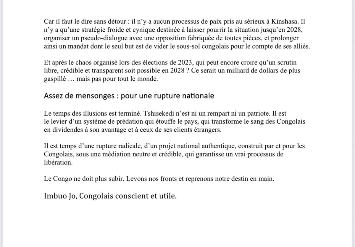 Trahison, prédation et mensonge ...la colère d'un congolais à l'égard de Tshisekedi !