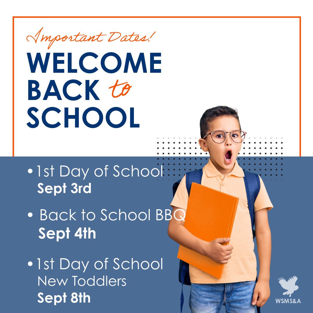 wsms_montessori's tweet image. Welcome Back to School
Important Dates!

Sept 3rd • First Day of School
Sept 4th • Back to School BBQ
Sept 8th • 1st Day of School for New Toddlers

#backtoschool #wsms #westseattlemontessori #wiseowls #greatseattleschools #westseattle #burien #greatburienschools #arborheights