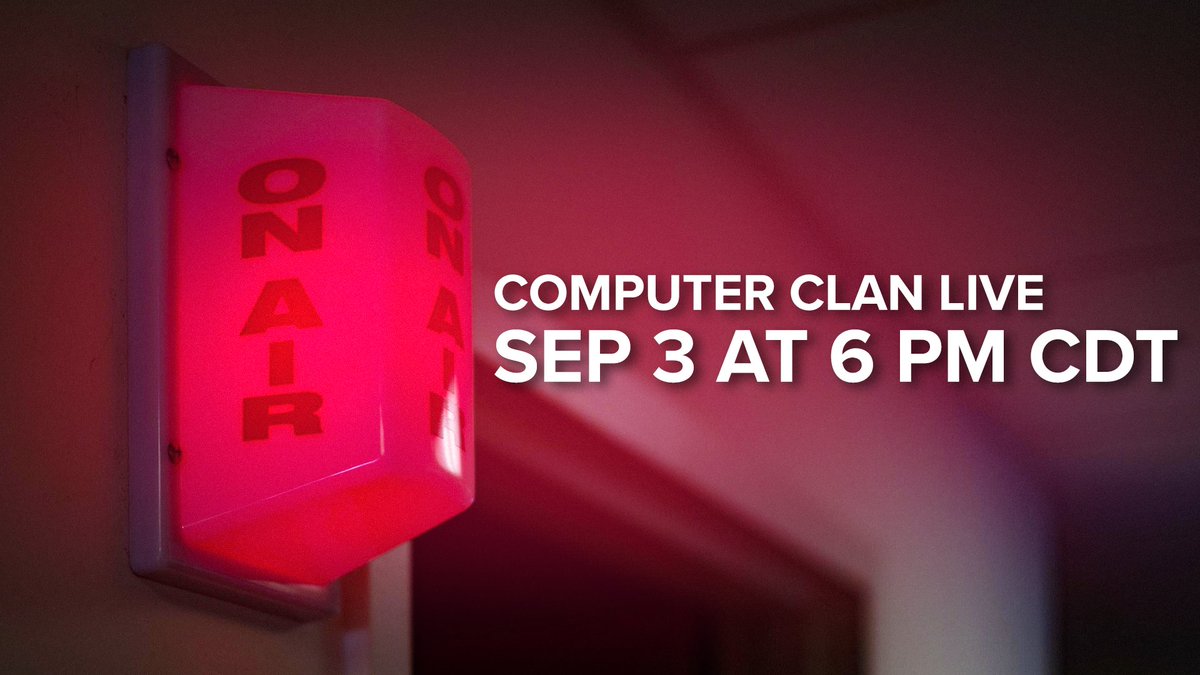 thecomputerclan's tweet photo. Computer Clan Live returns TOMORROW (Sep 3) at 6:00 PM CDT (UTC-5).

See you there! 👉 https://t.co/LX6X2bUfux https://t.co/3oKO9UJjID