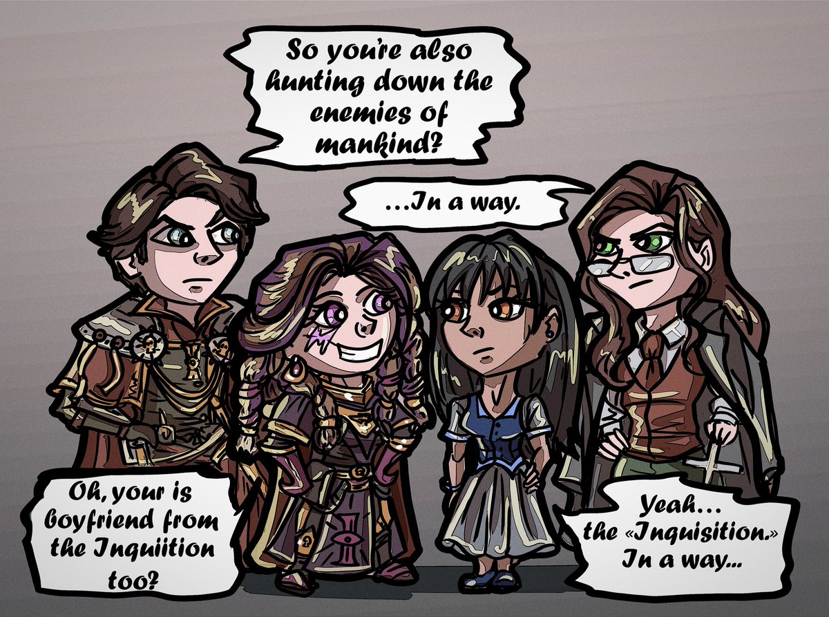 Shadow (@shadowmila6) on Twitter photo It's time for wild crossovers!
From grimdark Warhammer to gothic vampire hunts… couples really do share one brain cell. Featuring <a href="/midday_sky/">drama witch (in my midnights era) 🇺🇦</a> & <a href="/loveLowecraft/">Kowalski, analysis! 🇺🇦</a>
#RogueTrader #Warhammer #AquariusEraRPG It's time for wild crossovers!
From grimdark Warhammer to gothic vampire hunts… couples really do share one brain cell. Featuring <a href="/midday_sky/">drama witch (in my midnights era) 🇺🇦</a> & <a href="/loveLowecraft/">Kowalski, analysis! 🇺🇦</a>
#RogueTrader #Warhammer #AquariusEraRPG