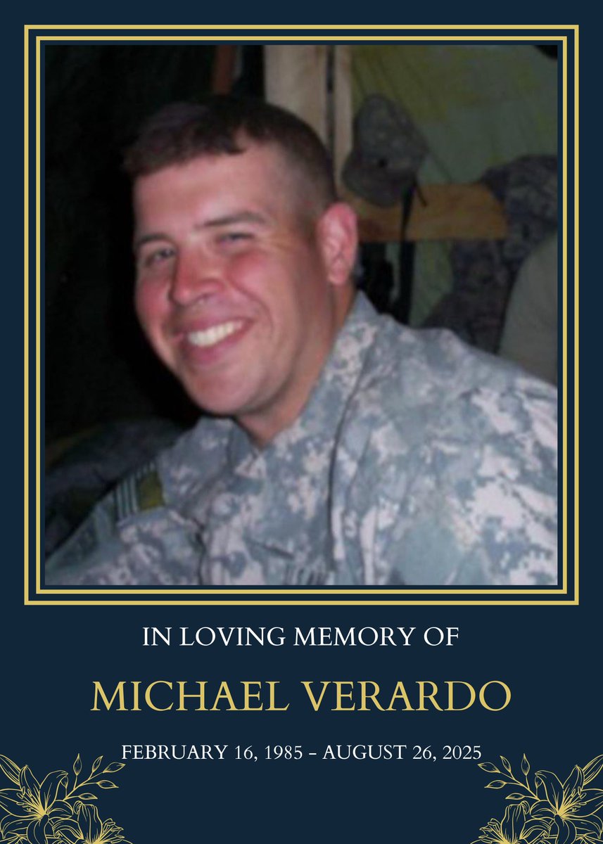 Today we honor Ret. <a href="/USArmy/">U.S. Army</a> SGT Michael Verardo. <a href="/NC_Governor/">Governor Josh Stein</a> ordered all US &amp; NC flags to be lowered to half-staff today.

Verardo served with <a href="/82ndABNDiv/">All American Division (inactive)</a> &amp; was catastrophically wounded in Afghanistan in 2010. Despite his injuries, he continued to support wounded vets.