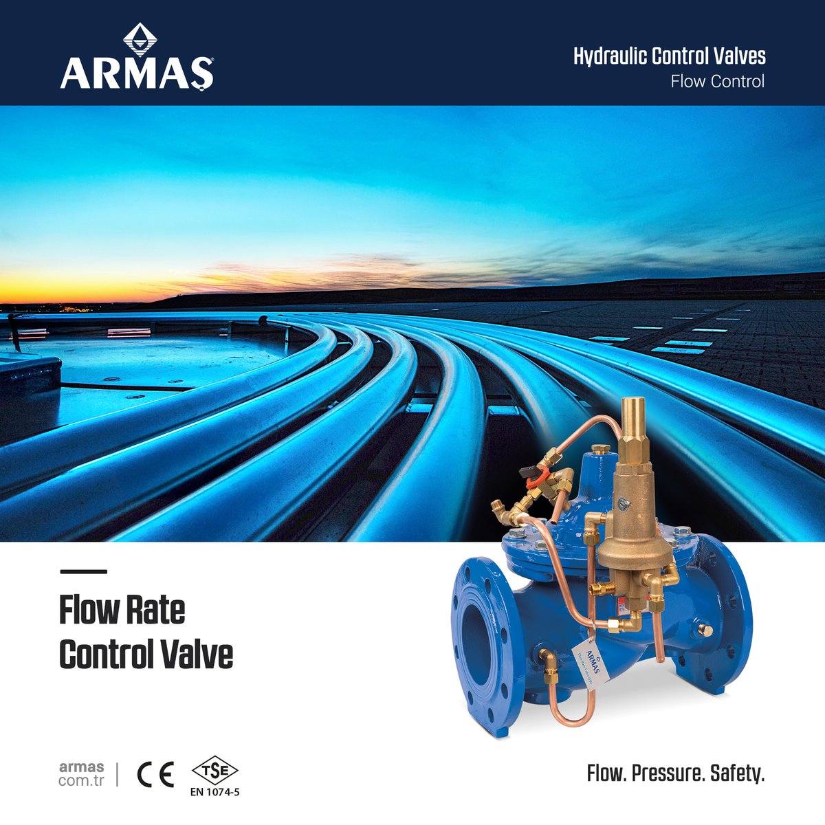 ARMAS_VALVE's tweet image. Flow. Pressure. Safety.
#FlowRateControlValve
Maintain precise and constant flow in your systems.
Armaş Flow Rate Control Valves limit the desired flow, prevent excessive water loss, and ensure reliable operation even under varying inlet pressures.
#FlowControlValve #flowcontrol