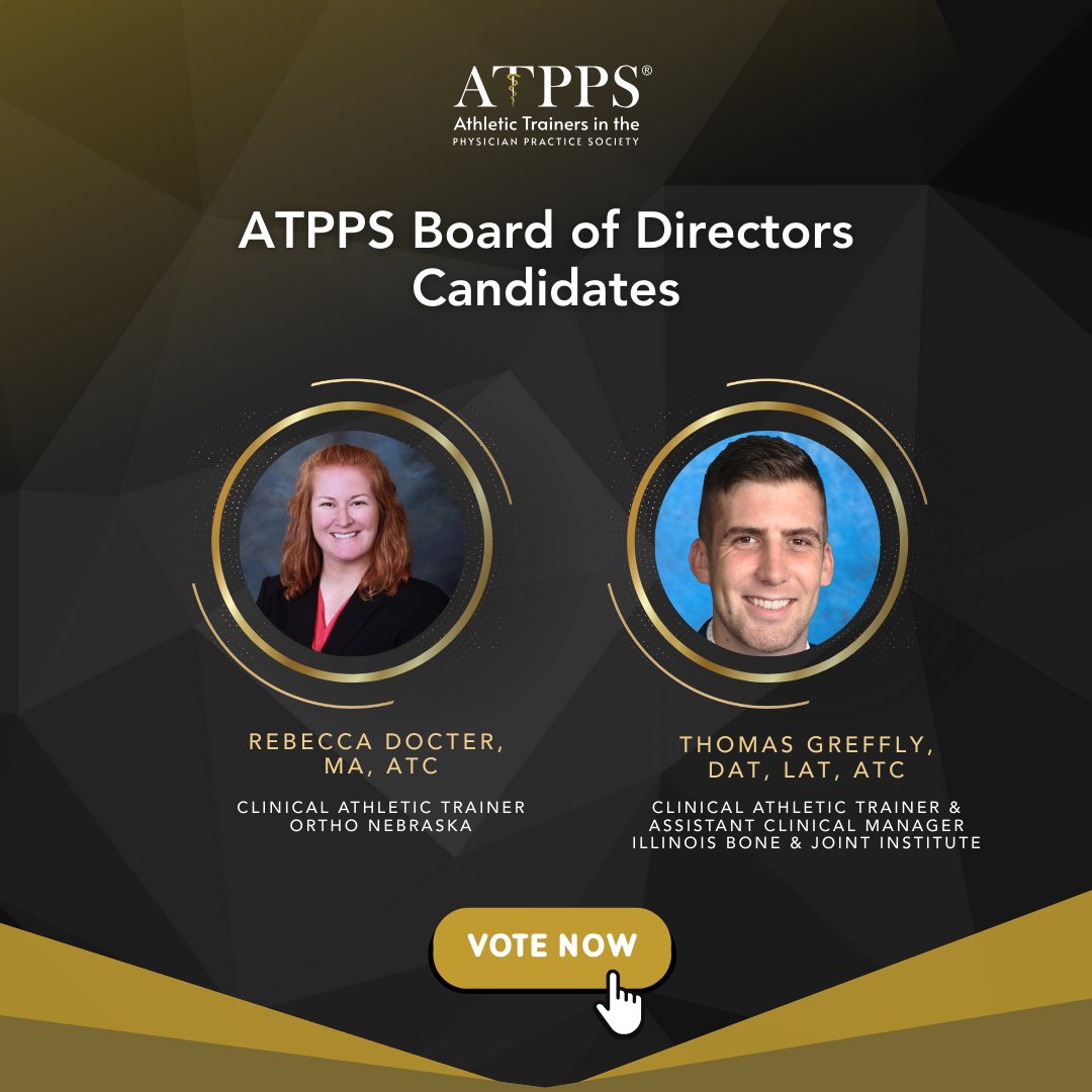 Athletic Trainers in the Physician Practice (@atppsociety) on Twitter photo Announcing the ATPPS Board of Directors Election Candidates!
ATPPS members—your voice matters! Board voting is OPEN through Sept 14th, 2025
Click this link to learn more about candidates and cast your vote - f.mtr.cool/gexumddroq 
#ATPPS #BOD #voting Announcing the ATPPS Board of Directors Election Candidates!
ATPPS members—your voice matters! Board voting is OPEN through Sept 14th, 2025
Click this link to learn more about candidates and cast your vote - f.mtr.cool/gexumddroq 
#ATPPS #BOD #voting