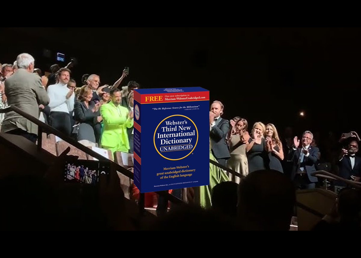 MerriamWebster's tweet image. Webster's Third New International Dictionary Unabridged brought to tears after earning a 17-minute standing ovation at the 82nd Venice Film Festival.