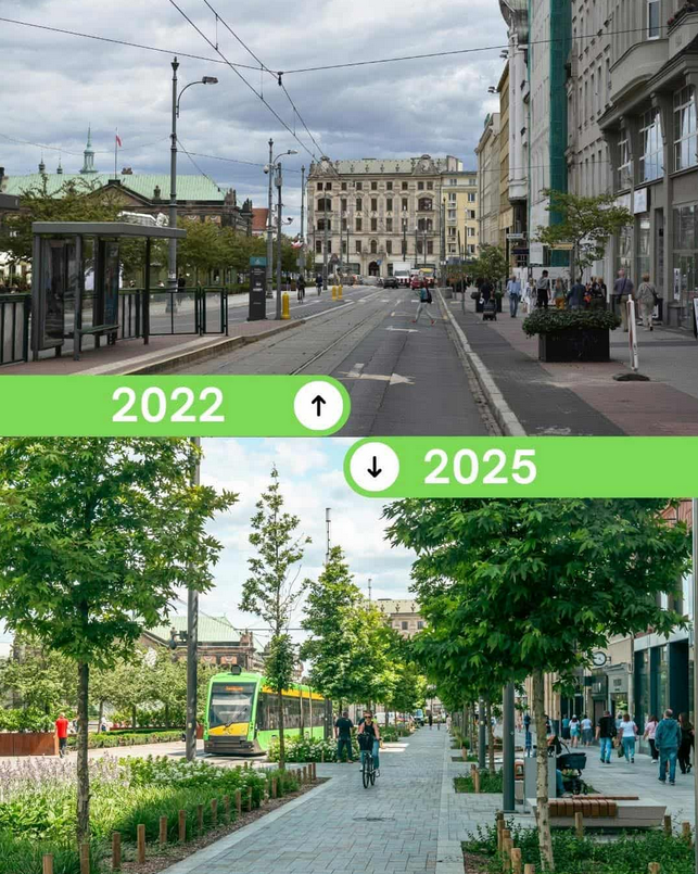Before and after in Poznań